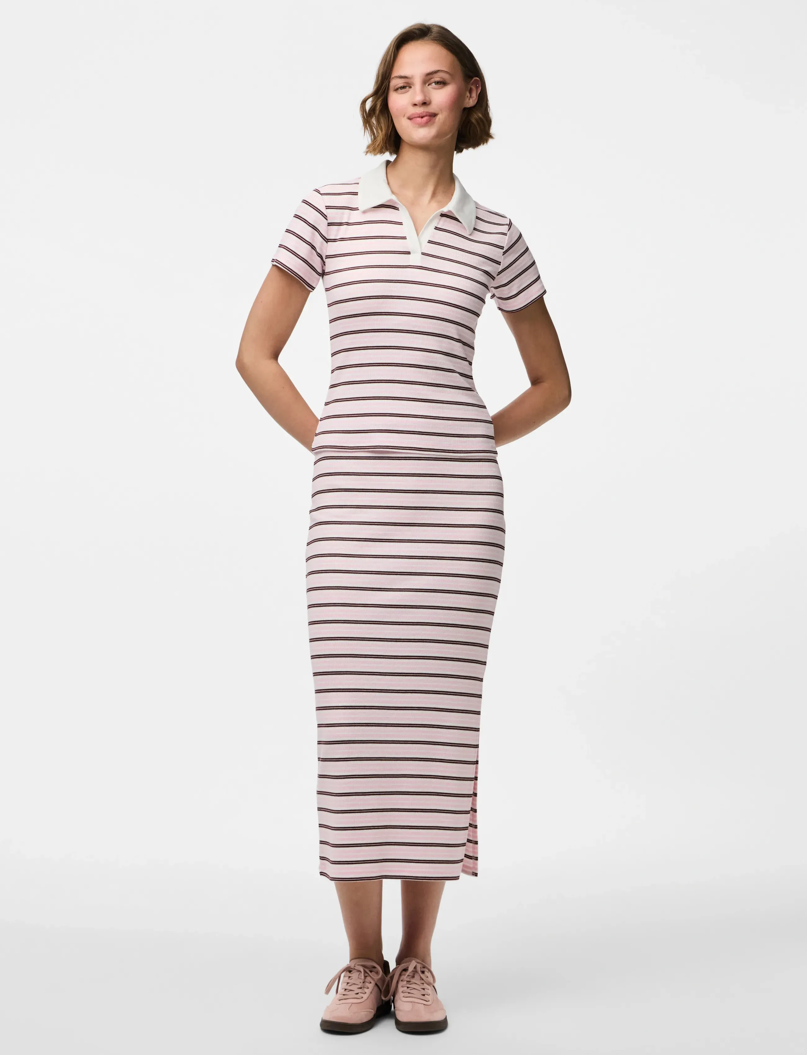 Pieces - PCJAYJAY SS V-NECK POLO TOP JRS D2D FSY - pink tulle - 5