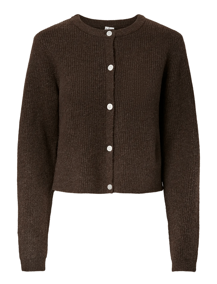 Pieces - PCSILLY LS O-NECK KNIT CARDIGAN NOOS BC - kardiganid - hot fudge - 1