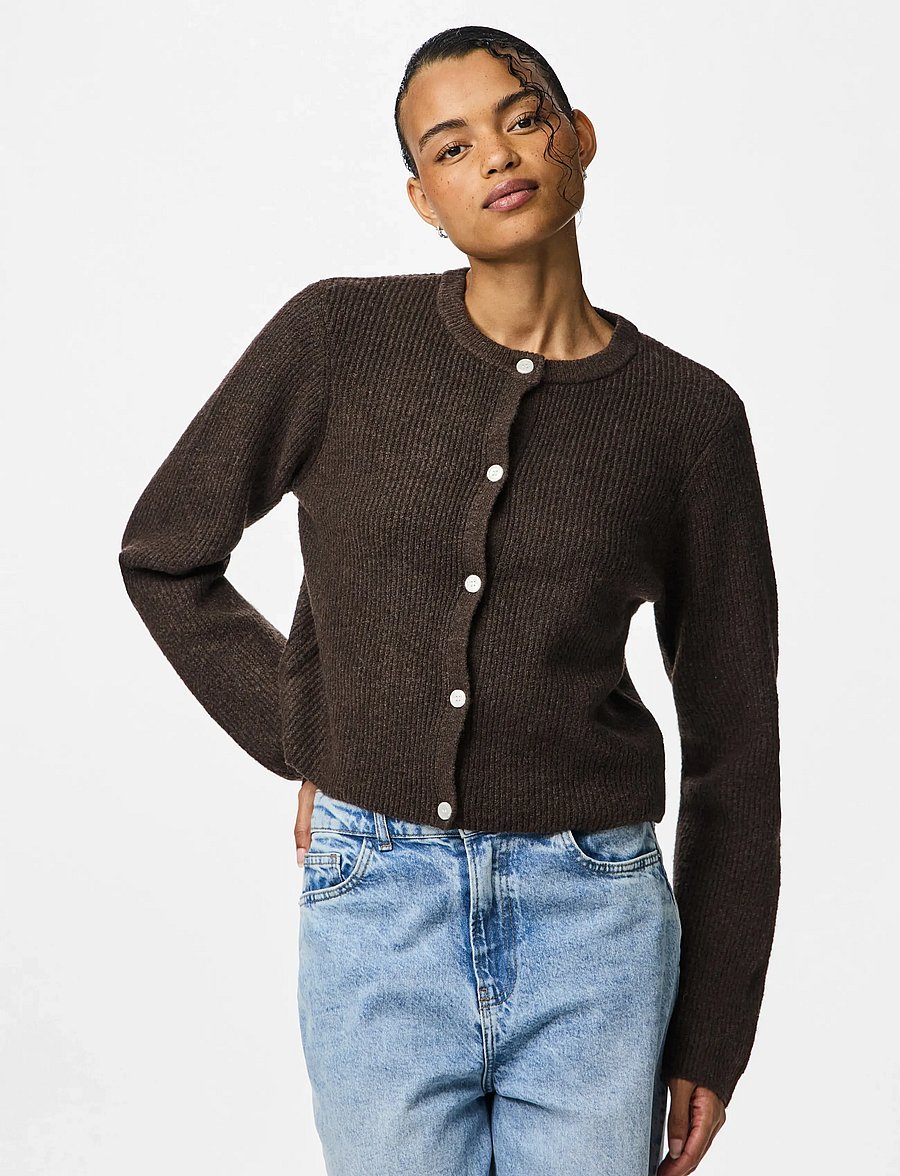 Pieces - PCSILLY LS O-NECK KNIT CARDIGAN NOOS BC - kardiganid - hot fudge - 0