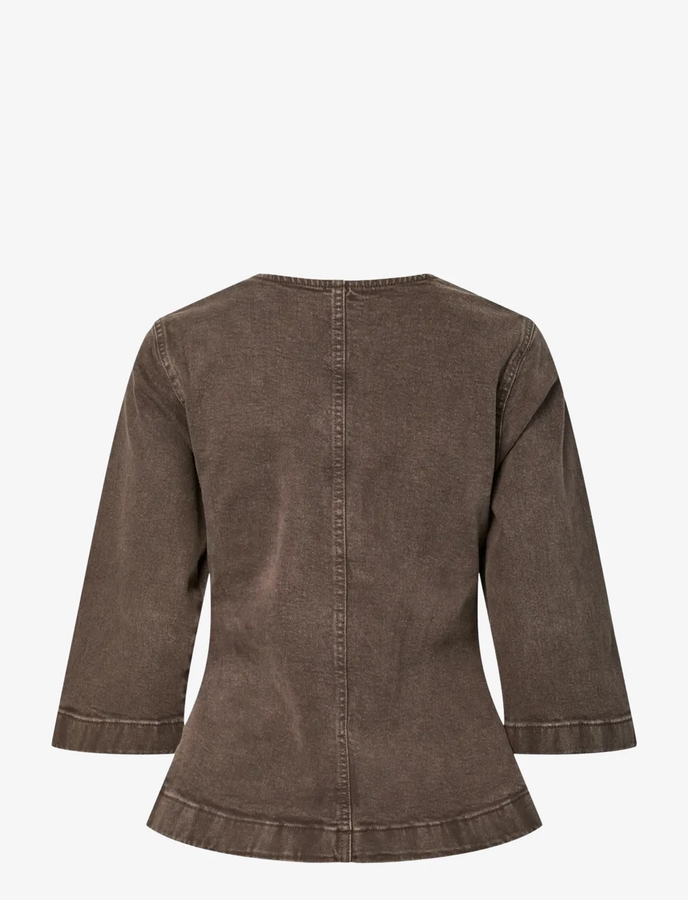 Pieces - PCSELMA 3/4 DENIM TOP D2D FSY - jeansskjortor - hot fudge - 2