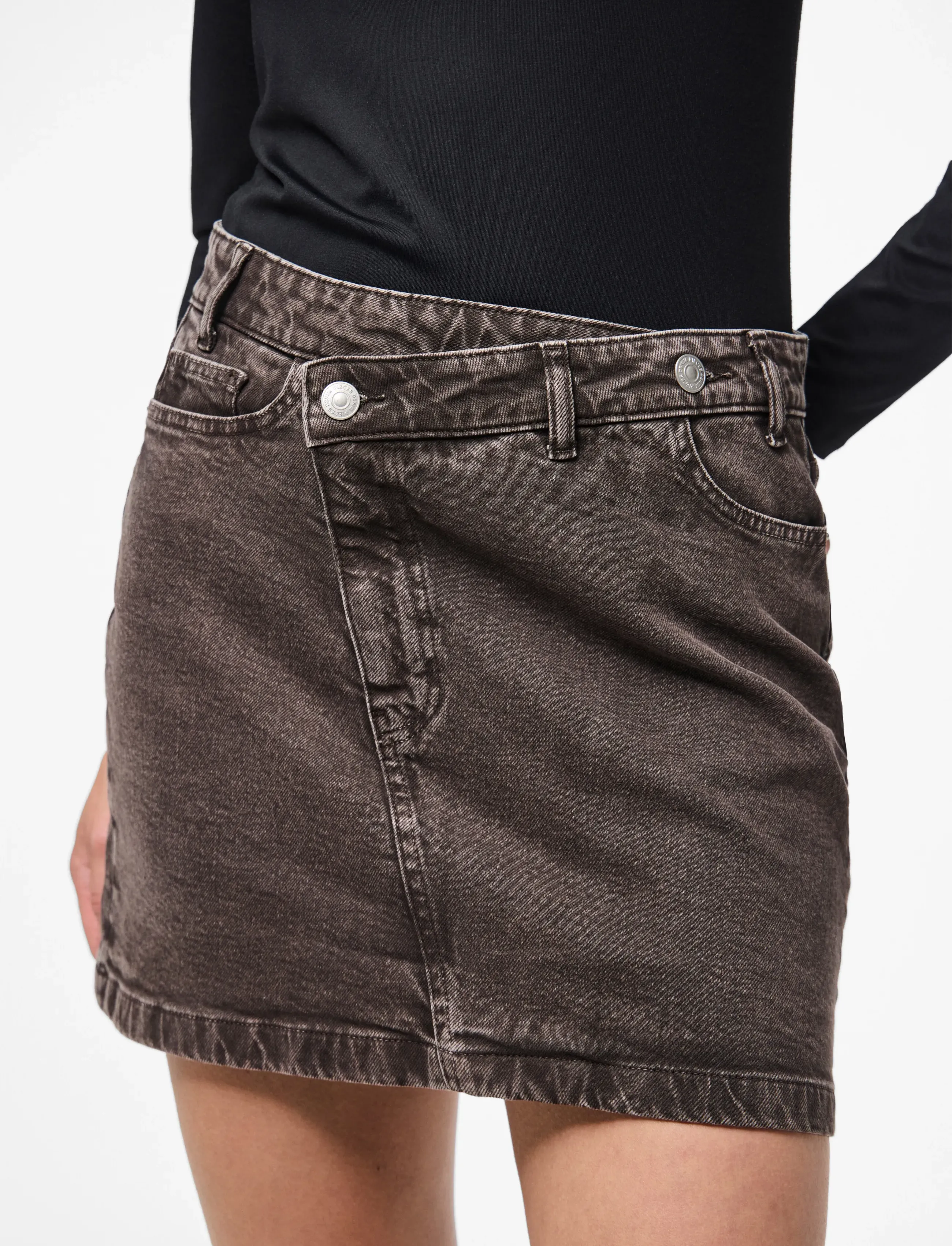 Pieces - PCSELMA MW DENIM SKIRT D2D FSY - jeanskjolar - hot fudge - 4