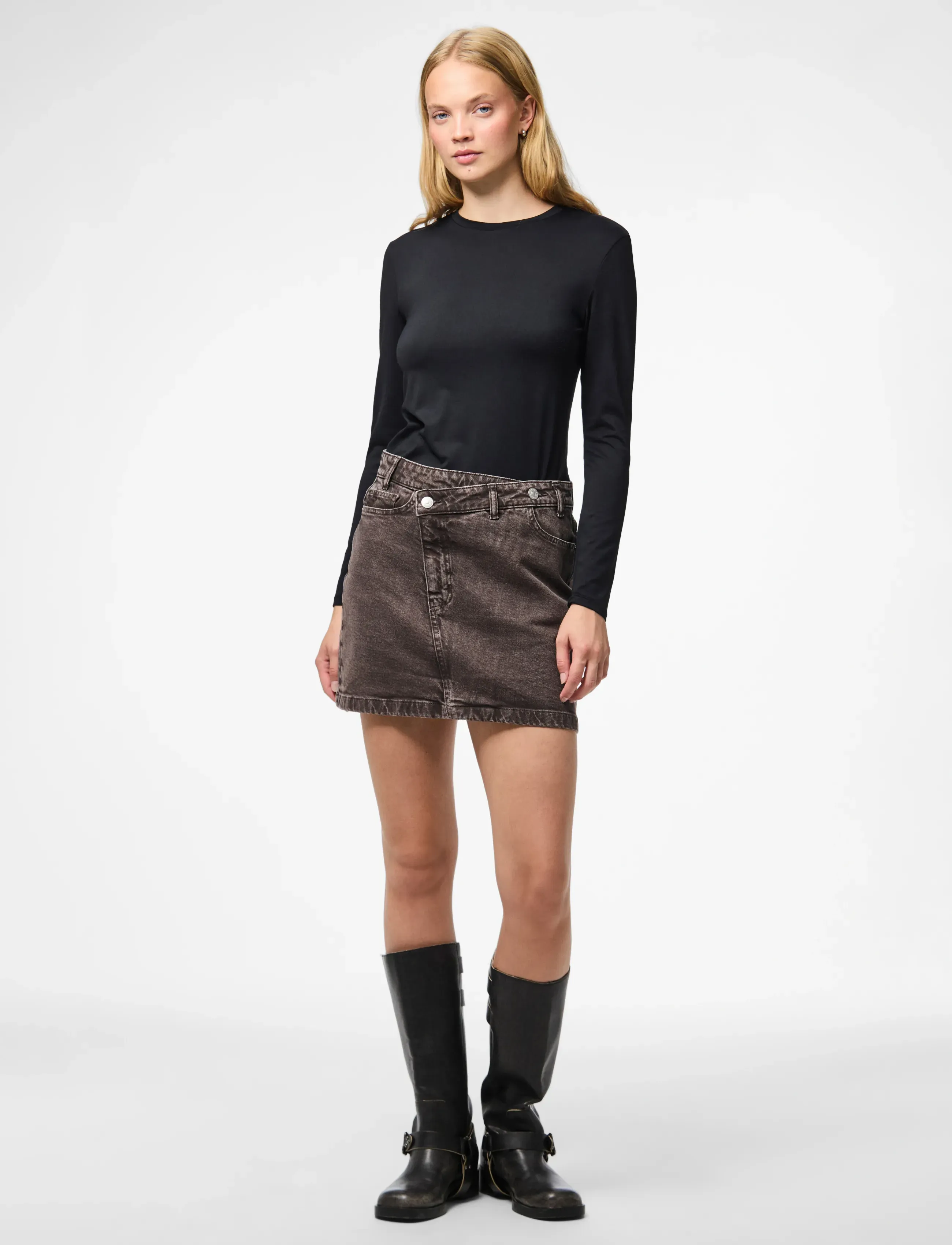 Pieces - PCSELMA MW DENIM SKIRT D2D FSY - jeanskjolar - hot fudge - 5