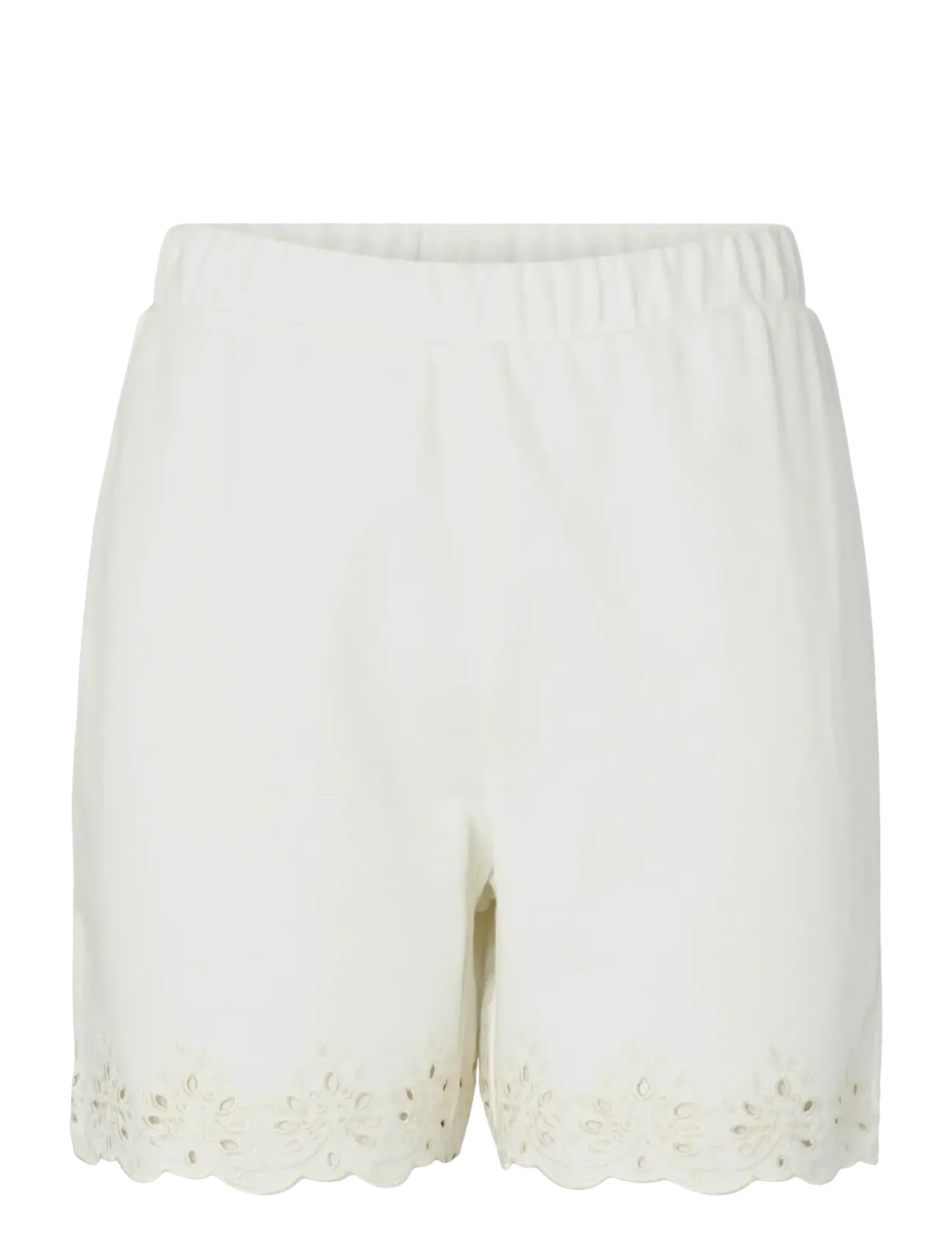 Pieces PCCHILLI SUMMER HW BRODERI SHORTS JRS BC - Sweat shorts - CLOUD DANCER / cream