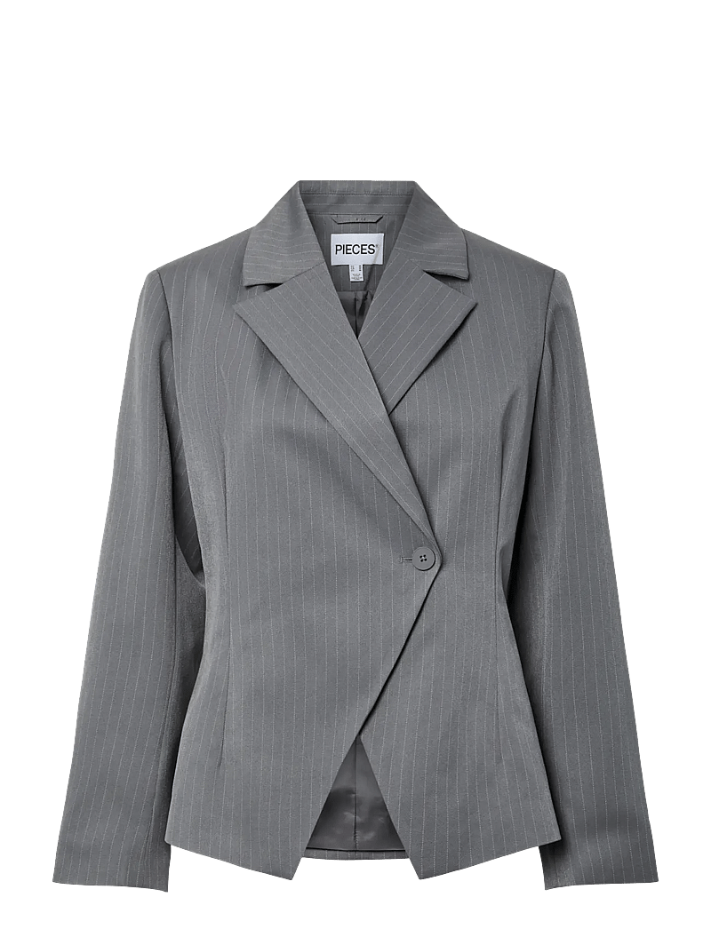 Pieces - PCFALKA LS FITTET PINSTRIPED BLAZER D2D - einreihige blazer - grey pinstripe - 1