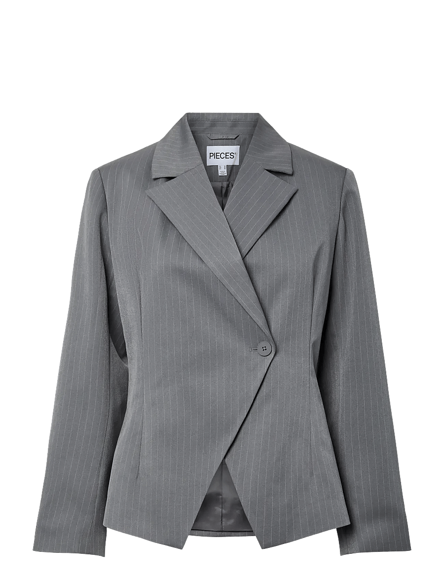 Pieces - PCFALKA LS FITTET PINSTRIPED BLAZER D2D - enkelknäppta kavajer - grey pinstripe - 1
