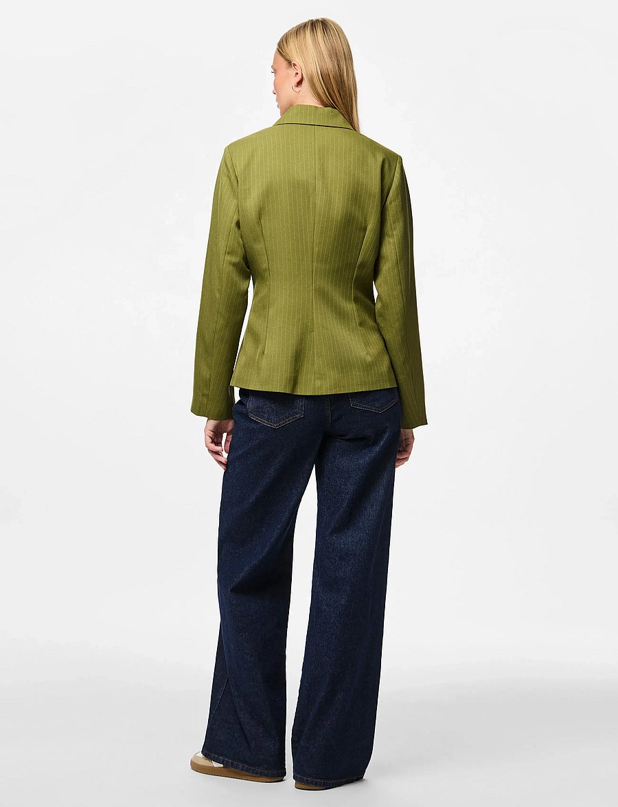 Pieces - PCFALKA LS FITTET PINSTRIPED BLAZER D2D - enkeltradede blazere - sphagnum - 3