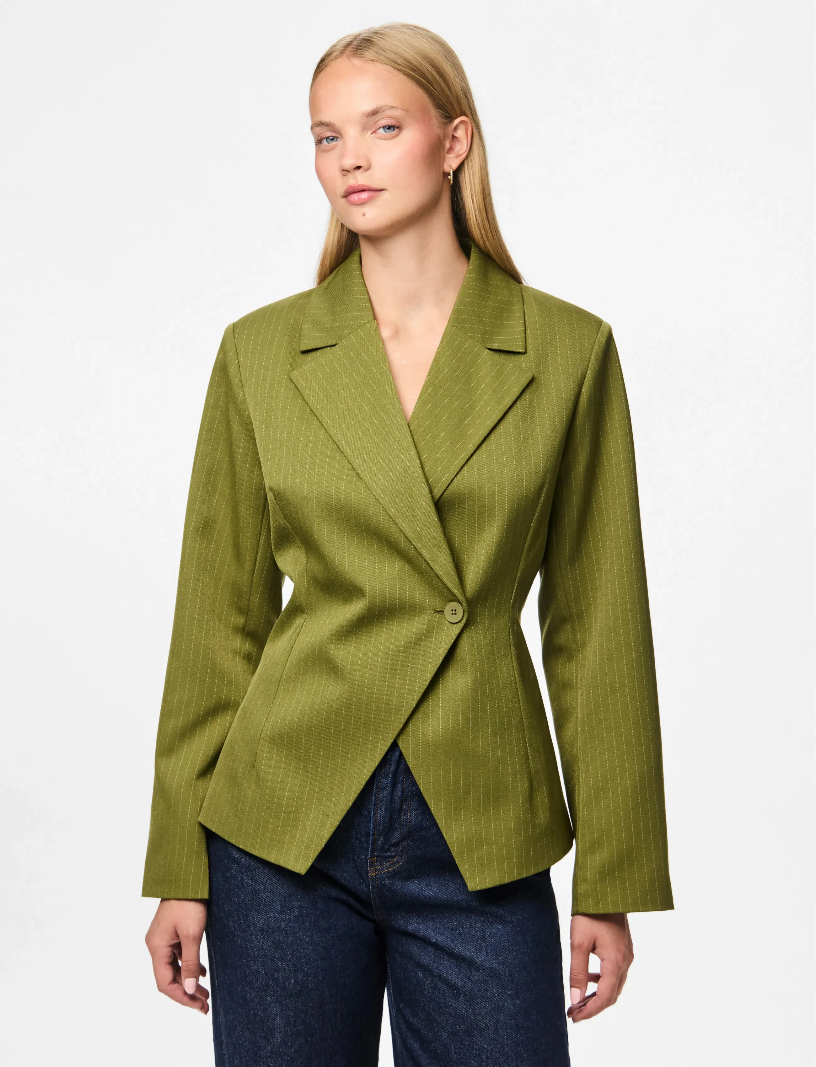 Pieces - PCFALKA LS FITTET PINSTRIPED BLAZER D2D - party wear at outlet prices - sphagnum - 5
