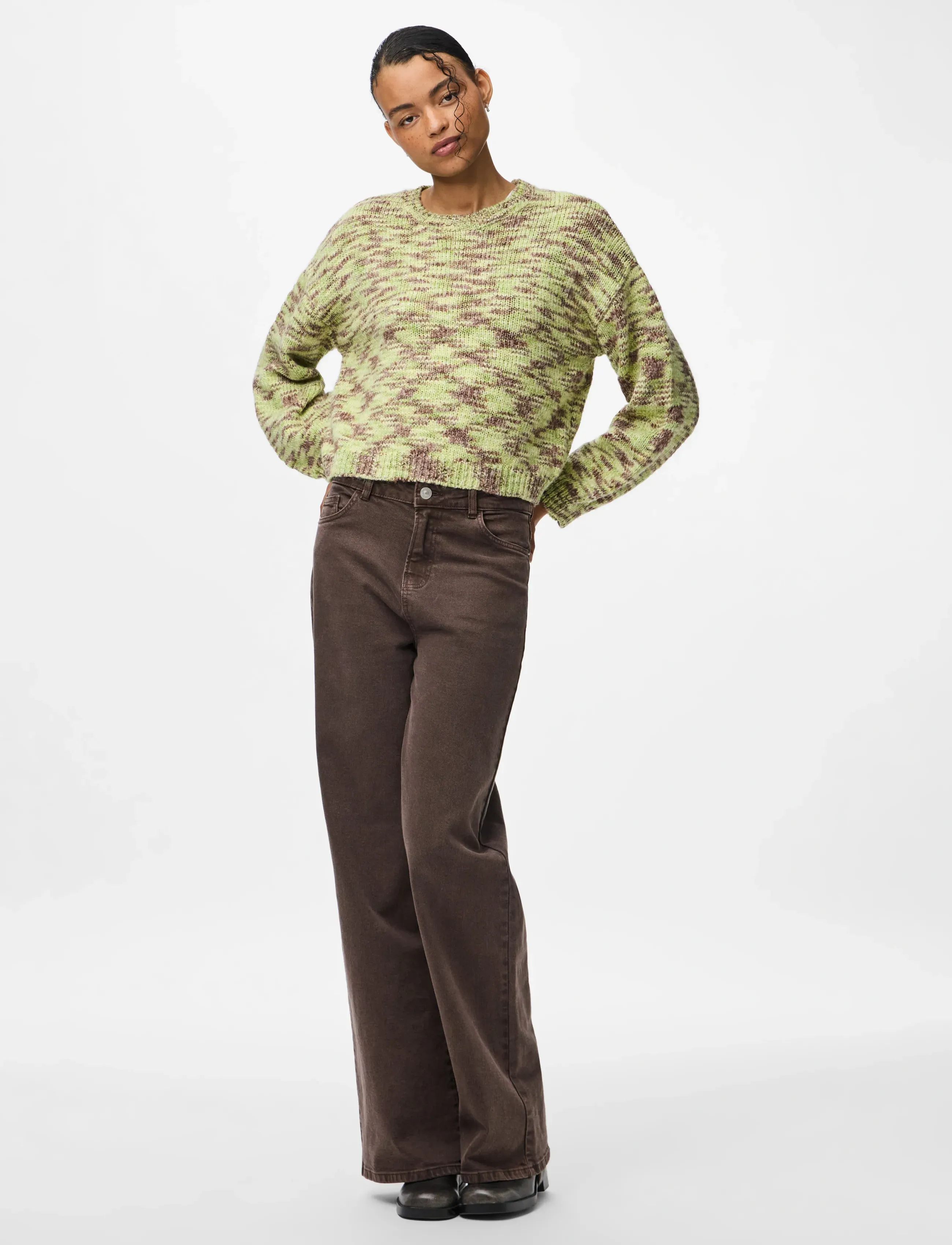 Pieces - PCFILLA LS O-NECK PULLOVER KNIT D2D - trøjer - sphagnum - 4