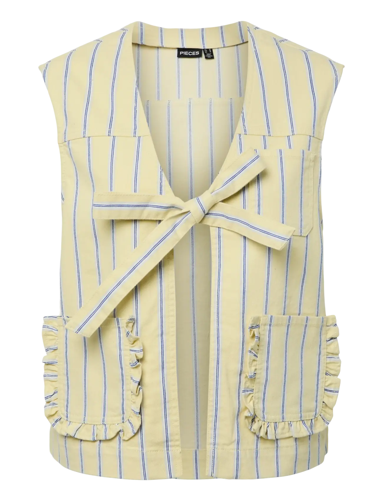 Pieces PCBILLO TIE DENIM VEST - Pieces - FRENCH VANILLA / blue