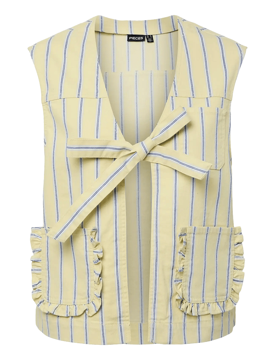 Pieces - PCBILLO TIE DENIM VEST - denim-westen - french vanilla - 1