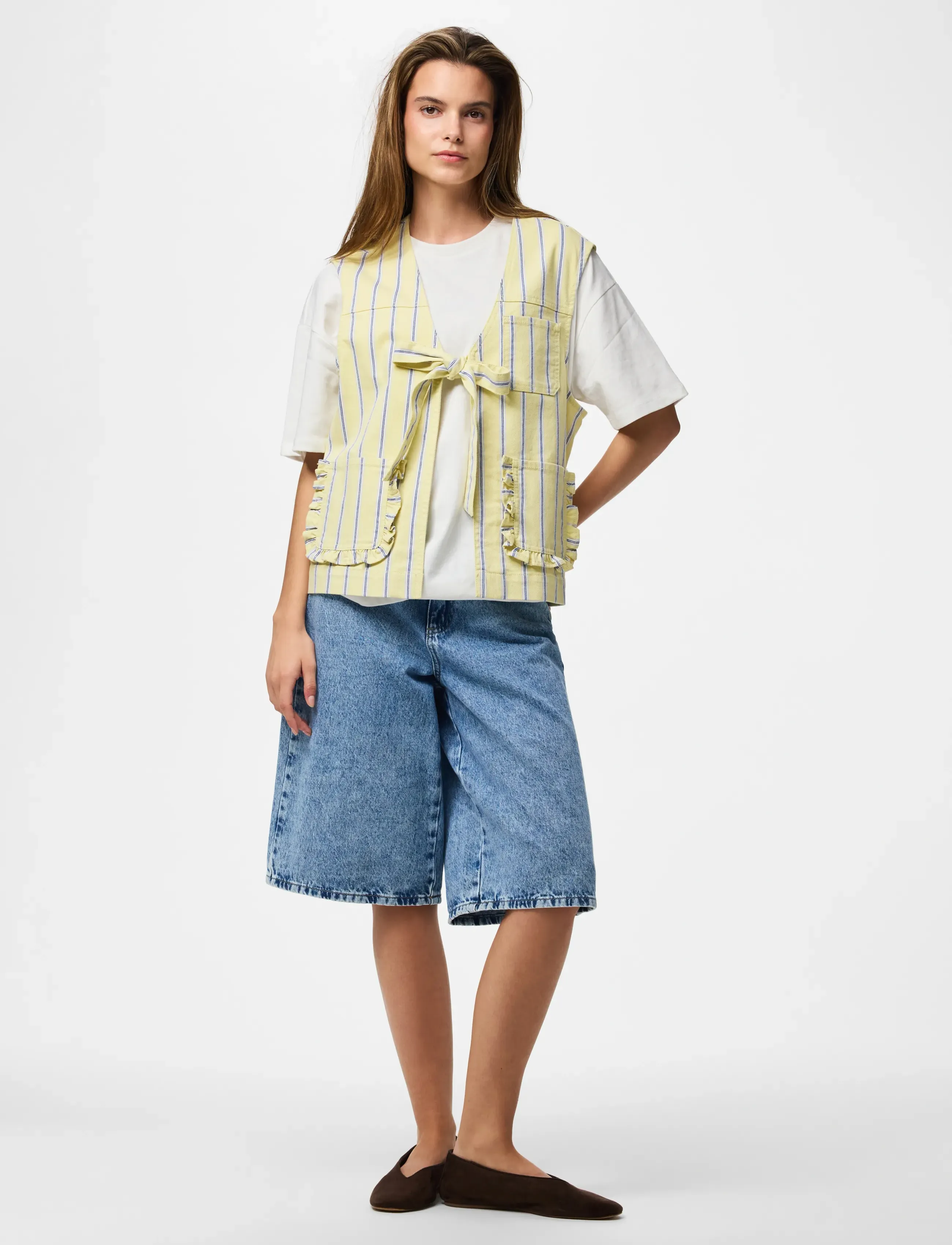 Pieces - PCBILLO TIE DENIM VEST - laveste priser - french vanilla - 4