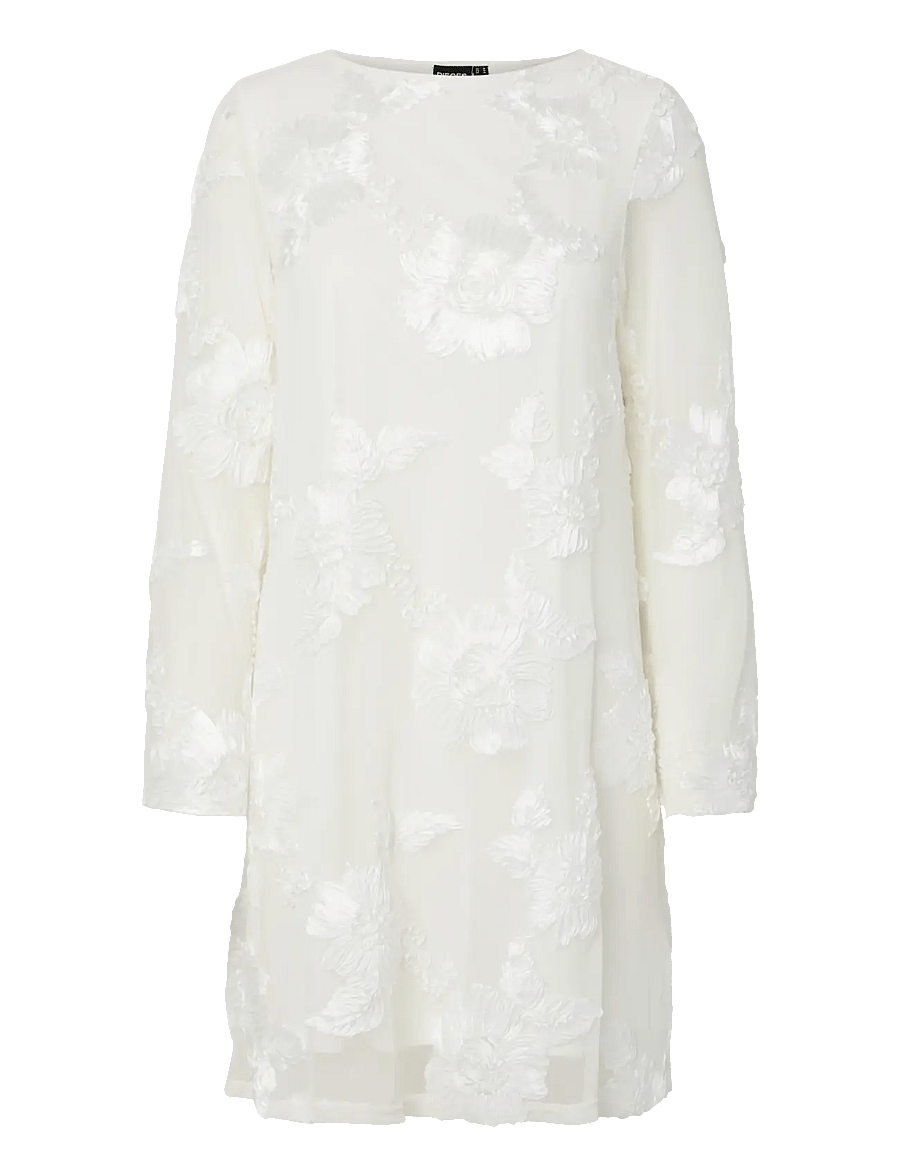 Pieces - PCEVA LS LOOSE DRESS JRS BC - midiklänningar - cloud dancer - 0