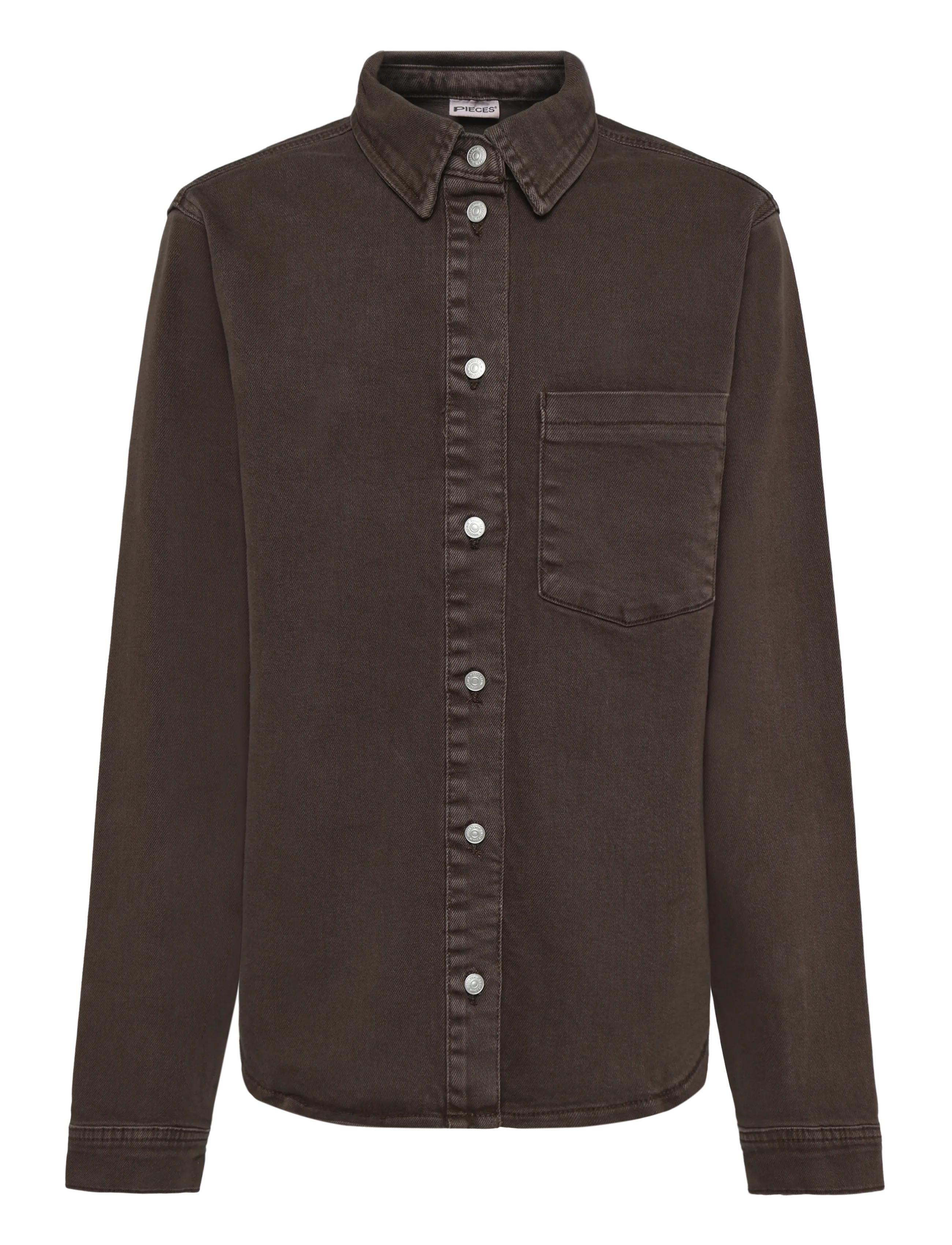 Pieces PCSILKE LS SHIRT DNM BC - Denim - HOT FUDGE / brown