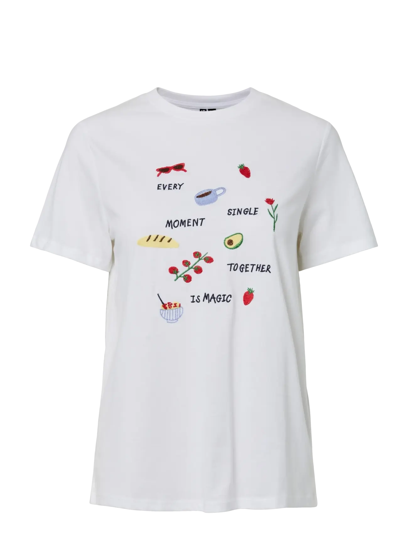 Pieces PCGAK SS EMBROIDERY T-SHIRT JRS BC - Kampagne - BRIGHT WHITE / white