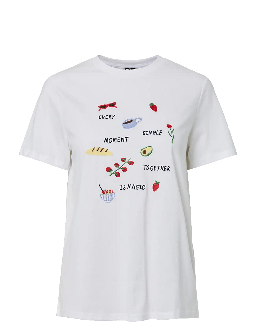 Pieces - PCGAK SS EMBROIDERY T-SHIRT JRS BC - t-shirts - bright white - 0