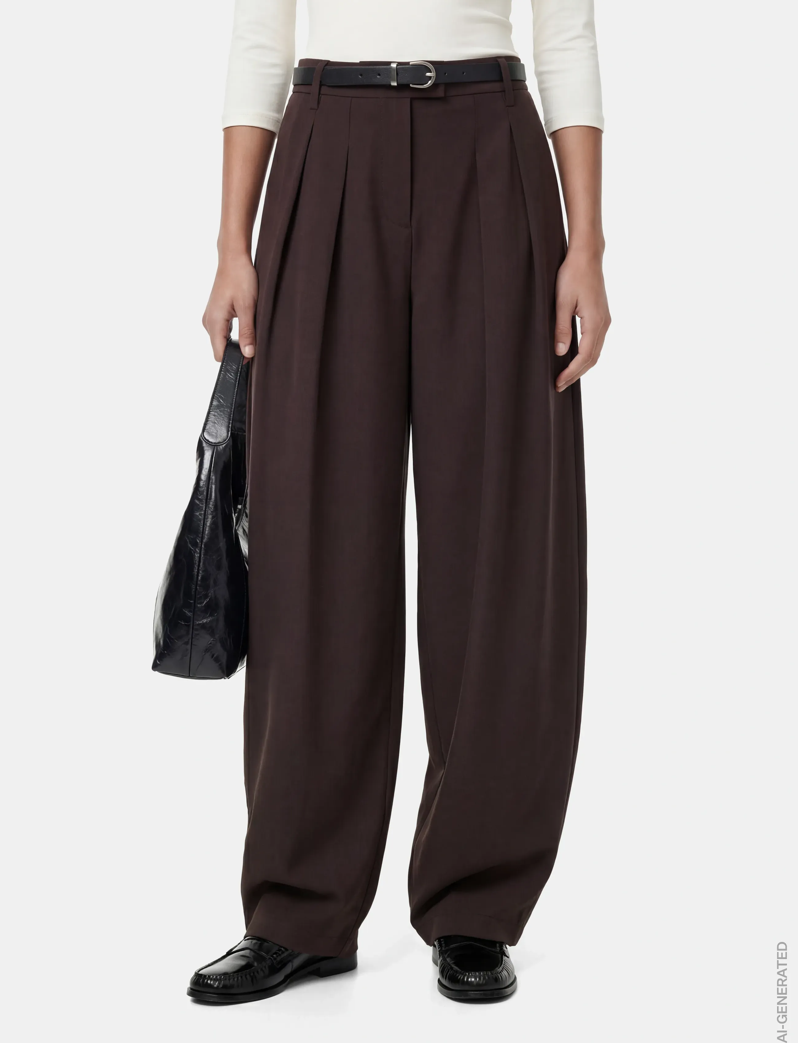 Pieces PCOLIVIA BARREL PANTS WVN D2D BC - Kleidung - DELICIOSO / brown
