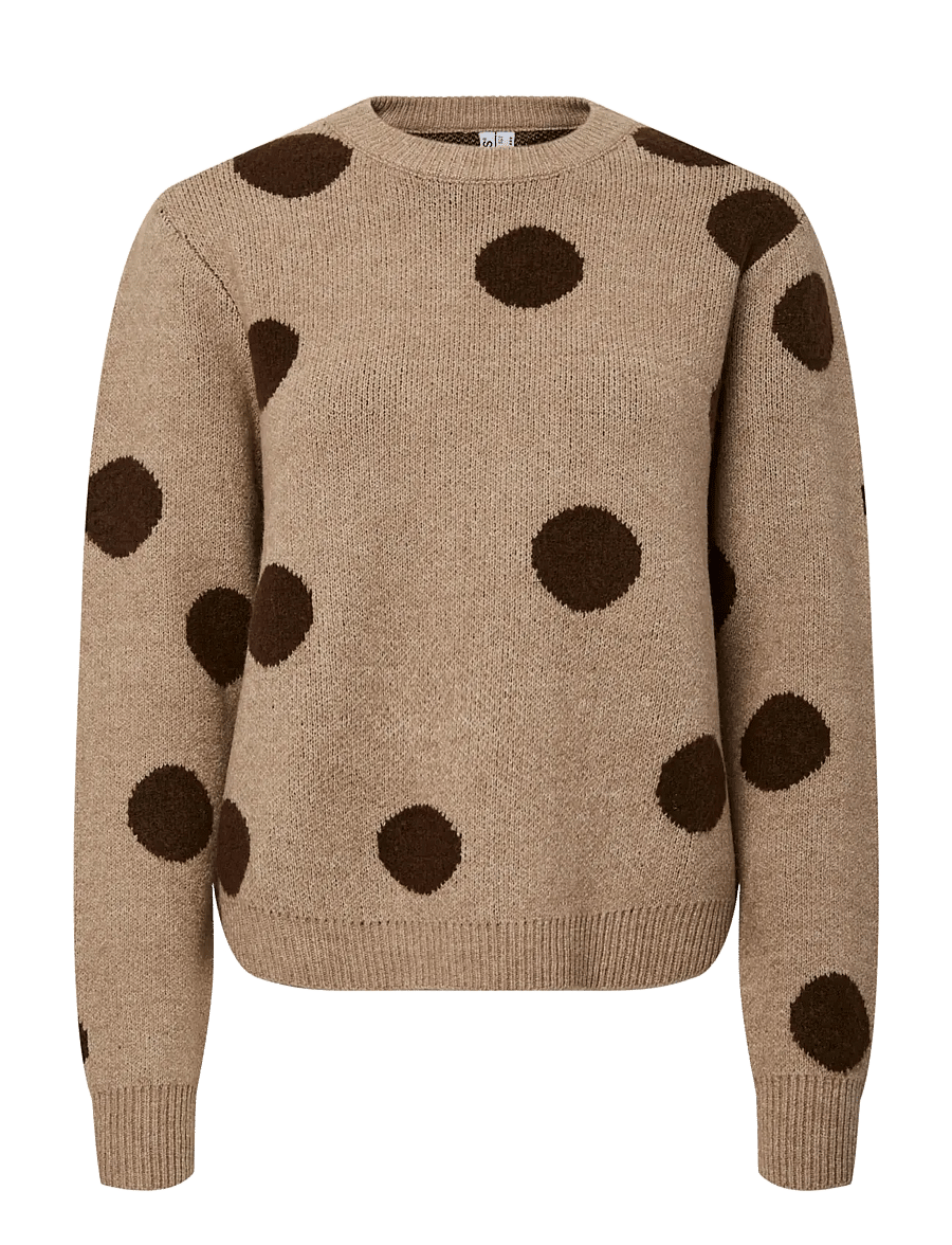 Pieces - PCOSLA LS O-NECK KNIT PULLOVER D2D - stickade tröjor - toasted coconut - 0