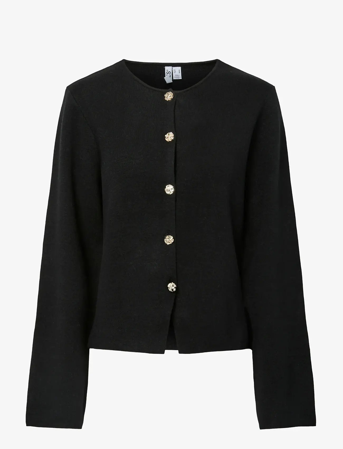 Pieces - PCFARIE LS O-NECK SPLIT KNIT D2D FSY - cardigans - black - 1