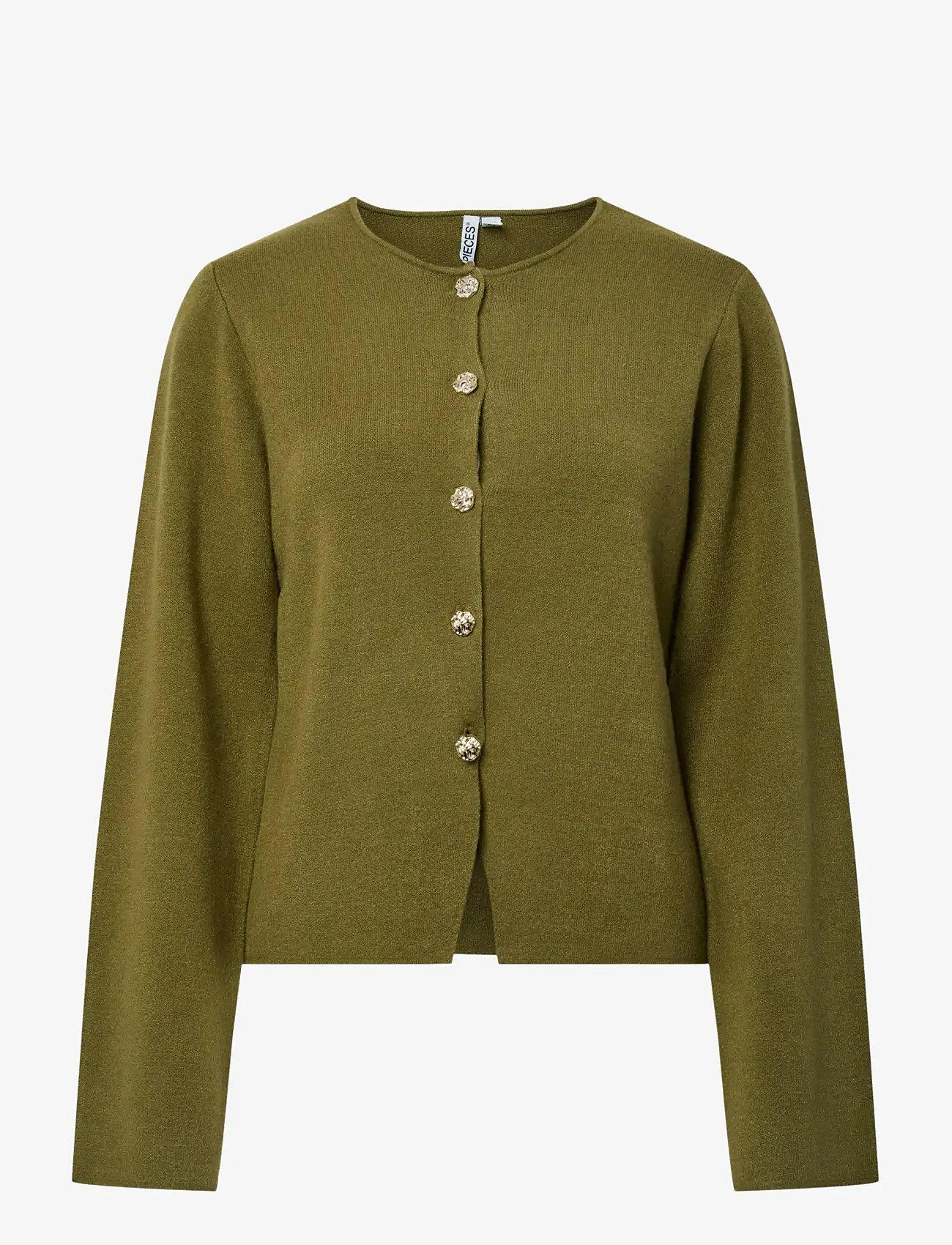 Pieces - PCFARIE LS O-NECK SPLIT KNIT D2D FSY - cardigans - sphagnum - 1