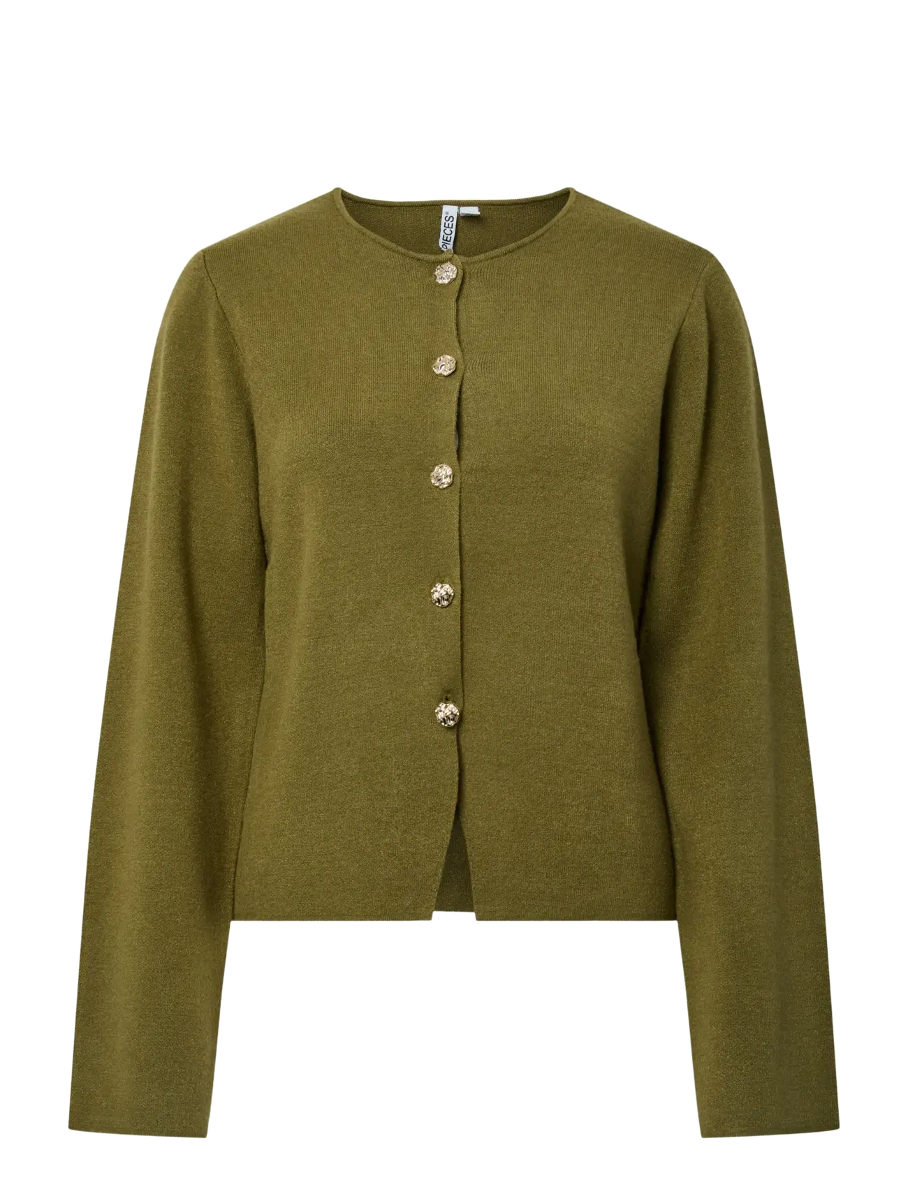 Pieces PCFARIE LS O-NECK SPLIT KNIT D2D FSY - Cardigans - SPHAGNUM / khaki/green
