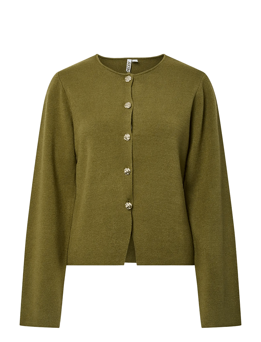Pieces - PCFARIE LS O-NECK SPLIT KNIT D2D FSY - strickjacken - sphagnum - 1