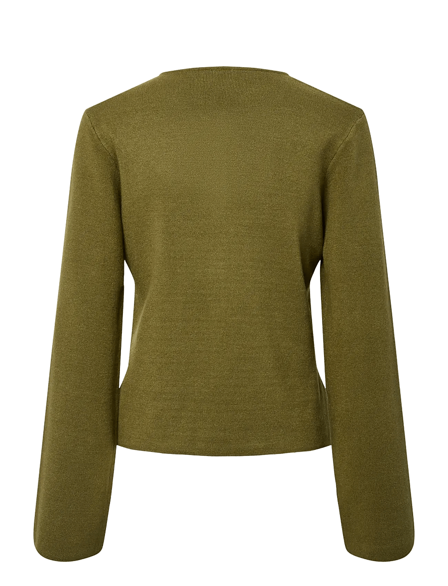 Pieces - PCFARIE LS O-NECK SPLIT KNIT D2D FSY - strickjacken - sphagnum - 2