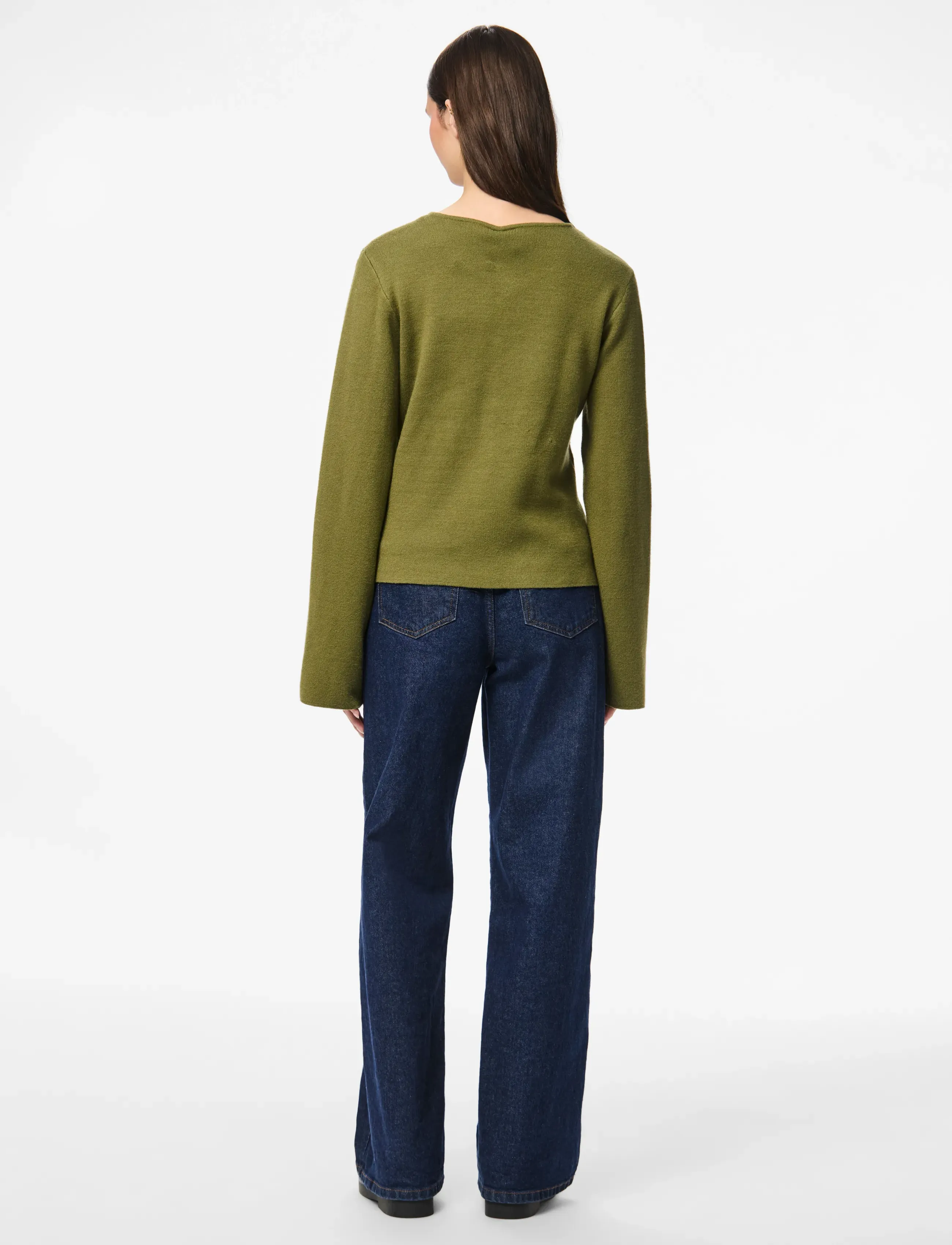 Pieces - PCFARIE LS O-NECK SPLIT KNIT D2D FSY - koftor - sphagnum - 3