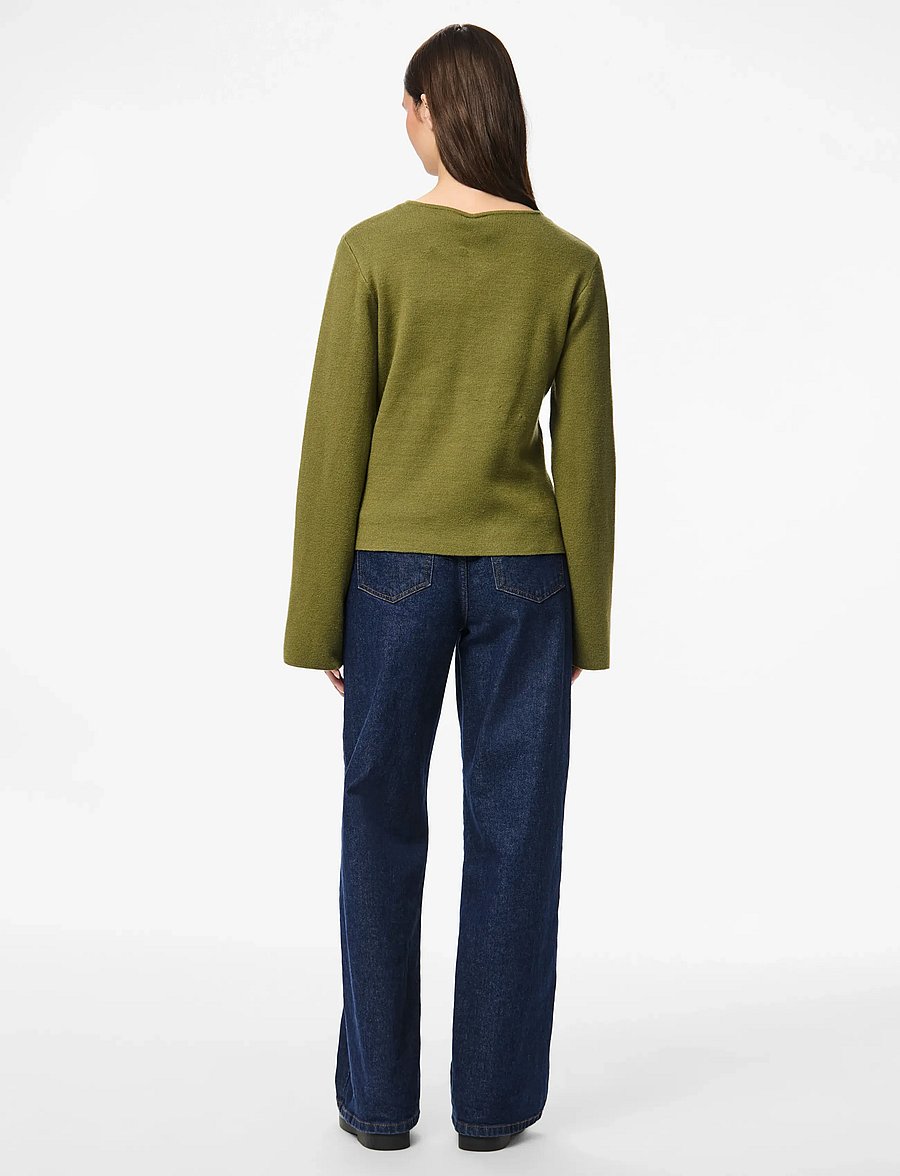 Pieces - PCFARIE LS O-NECK SPLIT KNIT D2D FSY - strickjacken - sphagnum - 3