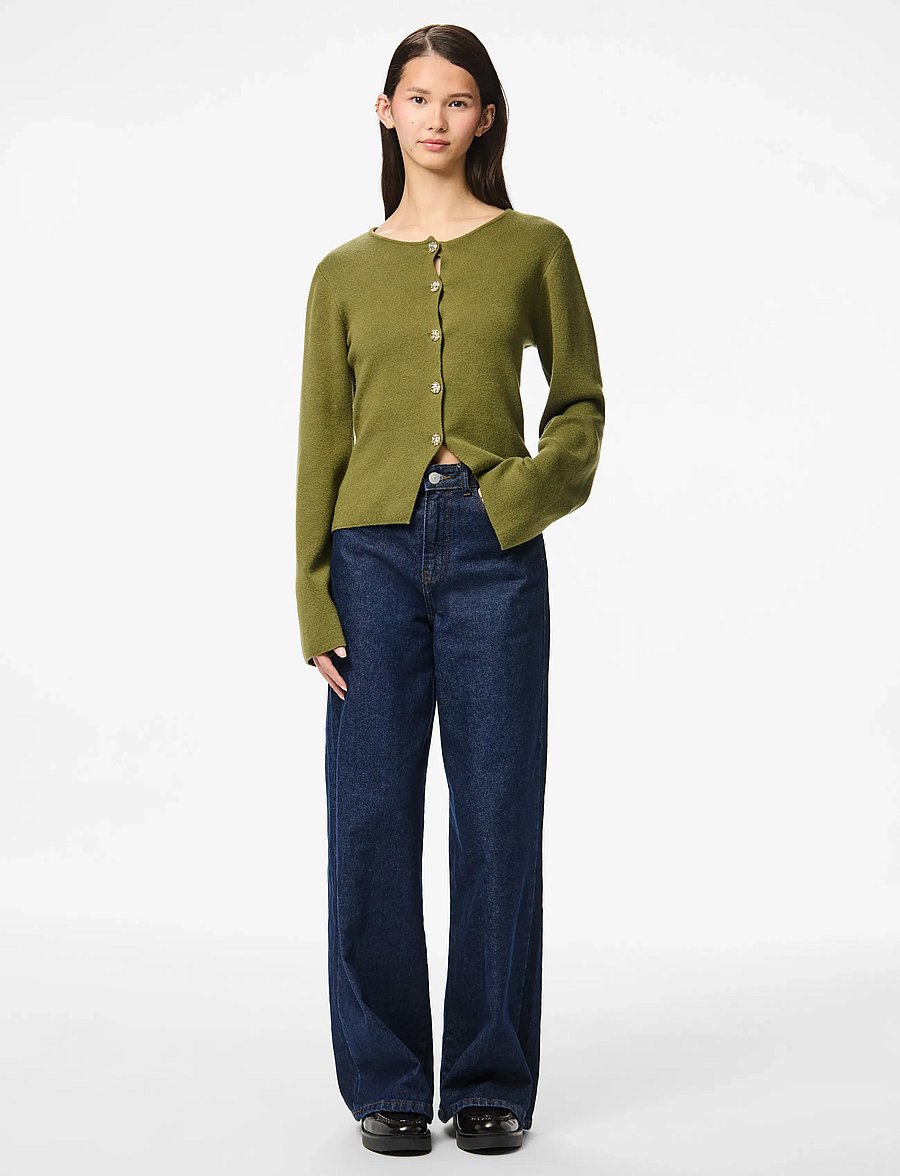 Pieces - PCFARIE LS O-NECK SPLIT KNIT D2D FSY - strickjacken - sphagnum - 4