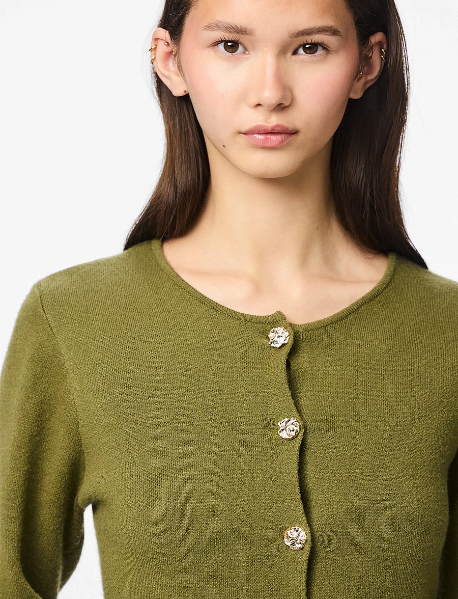 Pieces - PCFARIE LS O-NECK SPLIT KNIT D2D FSY - strickjacken - sphagnum - 5