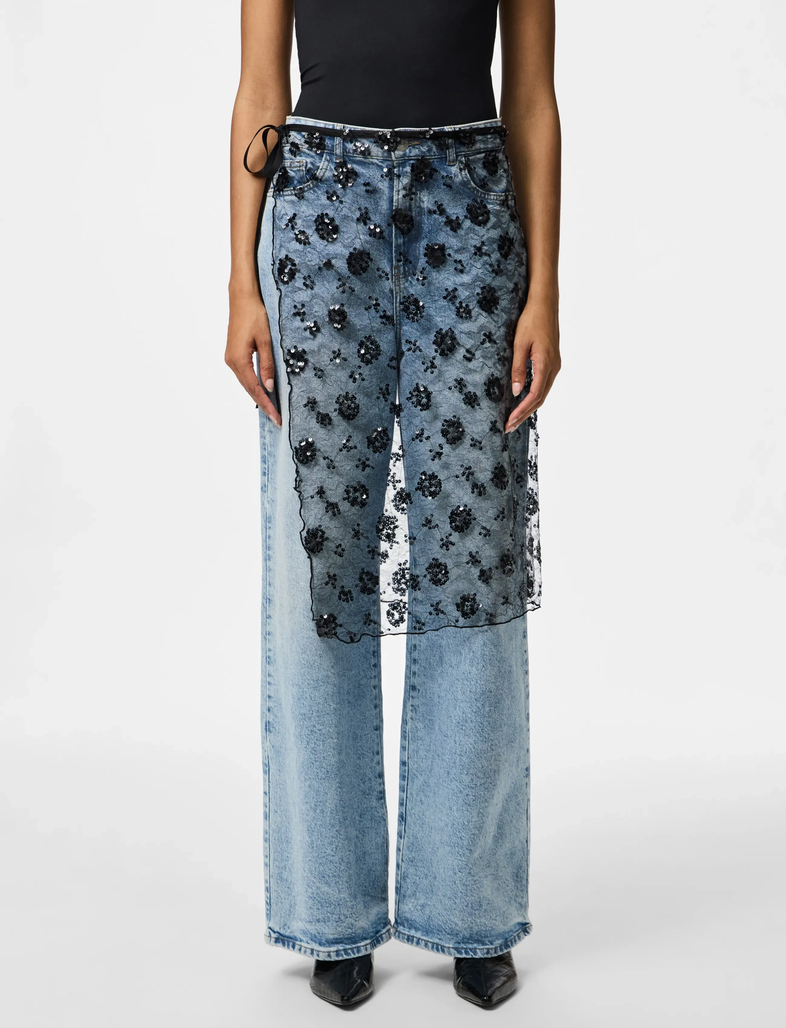 Pieces PCNATASJA LACE SARONG - Midi skirts - BLACK / black