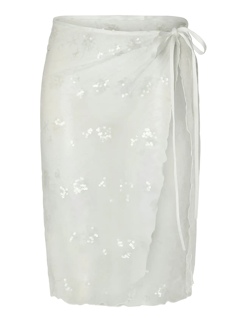Pieces - PCNATASJA LACE SARONG - paljettkjolar - bright white - 0