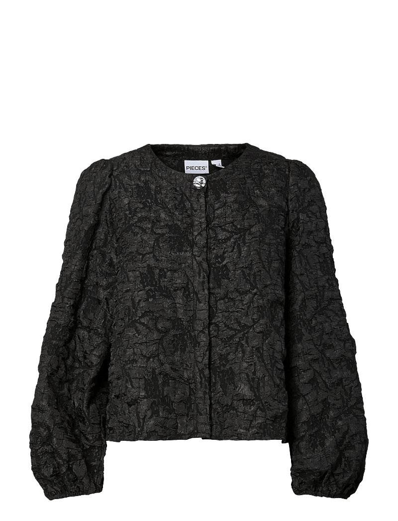 Pieces - PCGRETCHEN LS TOP WVN D2D - langærmede bluser - black - 1