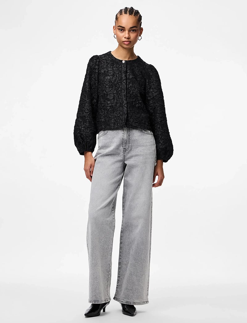 Pieces - PCGRETCHEN LS TOP WVN D2D - langærmede bluser - black - 3