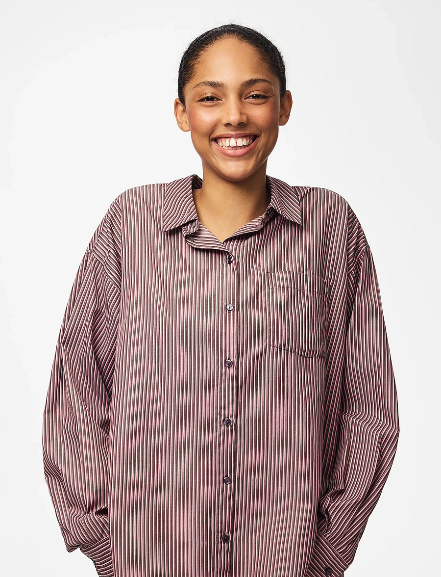 Pieces - PCEMMY LS LOOSE SHIRT WVN NOOS BC - langærmede skjorter - hot fudge - 5