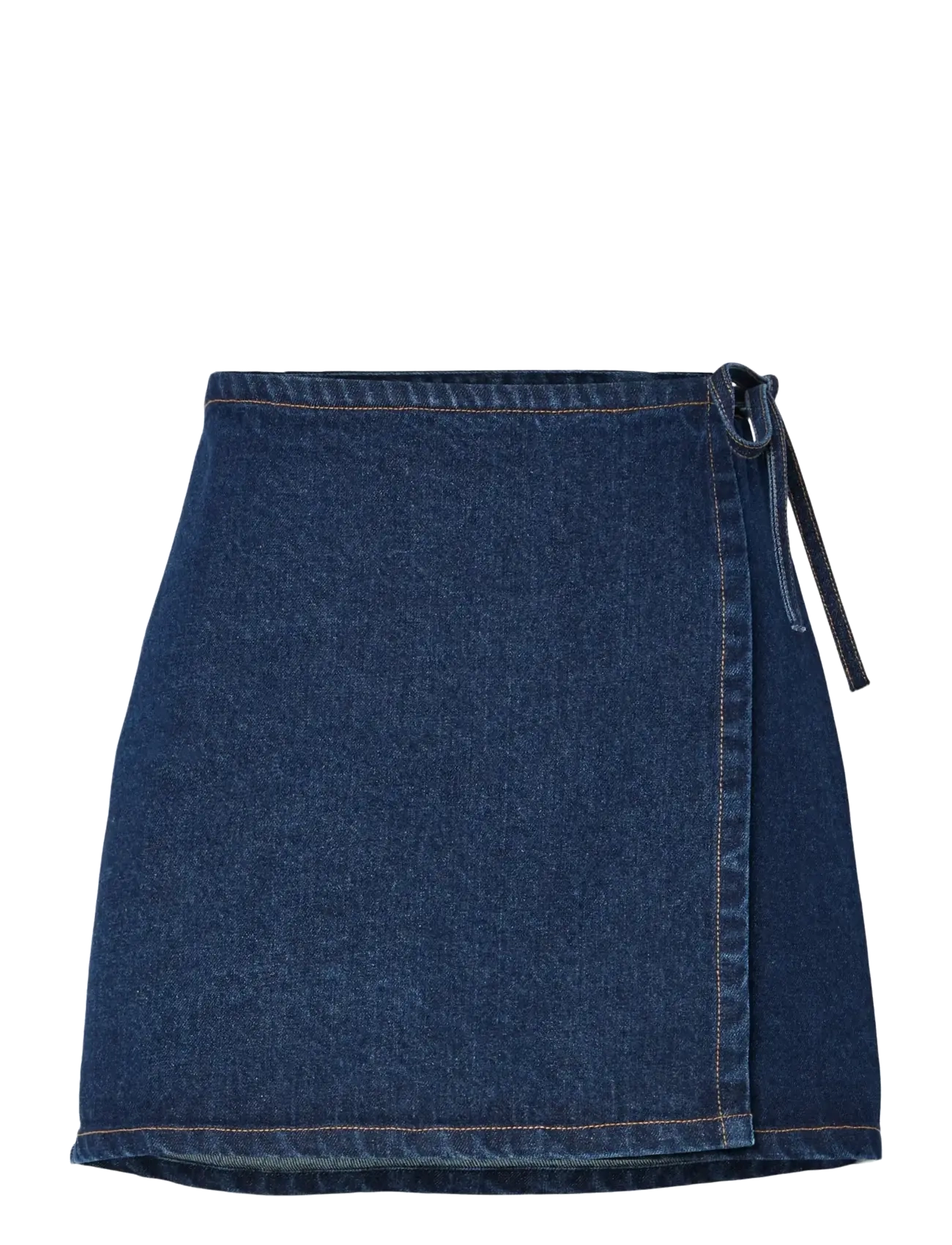 PCFLORA MW WRAP DENIM SKIRT NOOS - DARK BLUE DENIM
