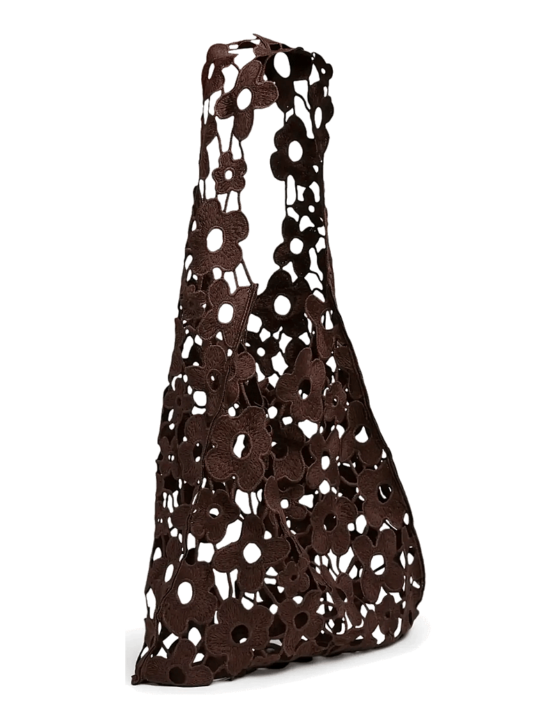 Pieces - PCPERNILLE FLOWER LACE BAG - tote-stiilis kotid - chicory coffee - 1