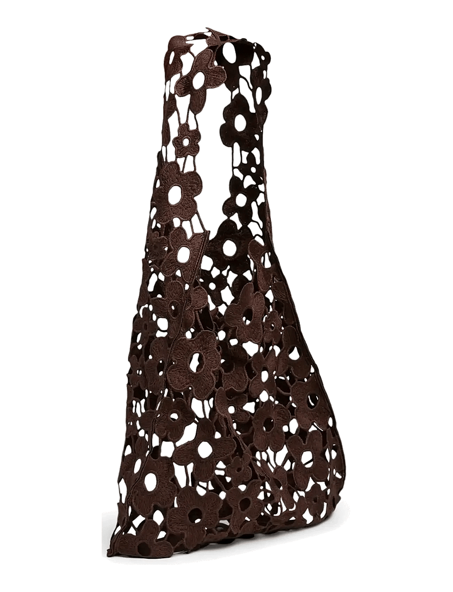 Pieces - PCPERNILLE FLOWER LACE BAG - tote bags - chicory coffee - 1
