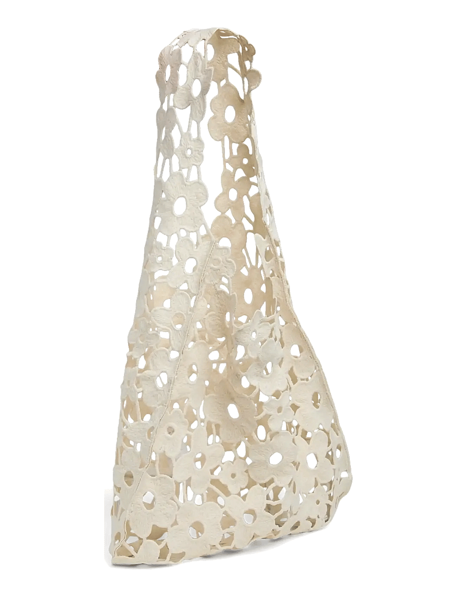 Pieces - PCPERNILLE FLOWER LACE BAG - sacs en toile - egret - 0