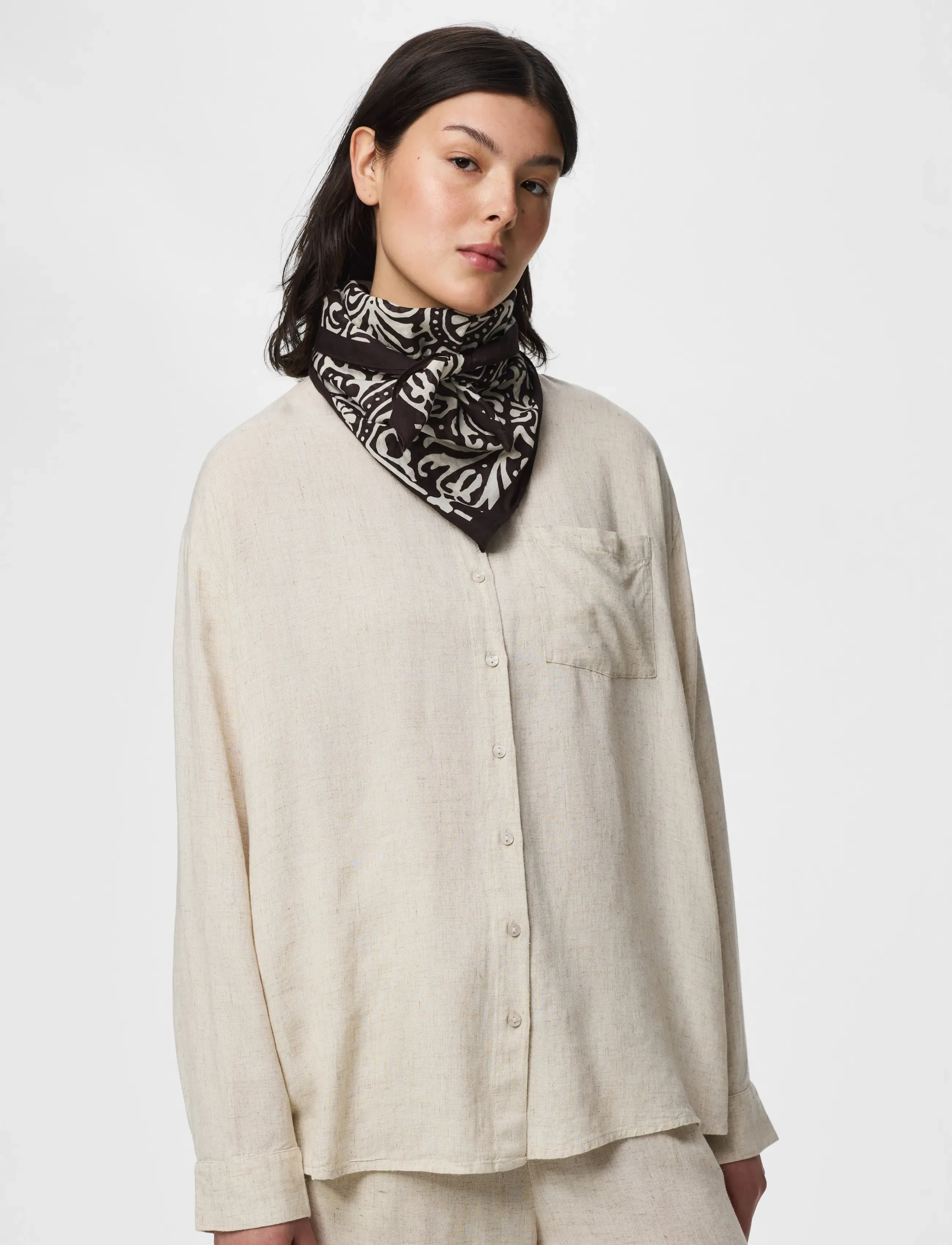 Pieces PCPHILINE SQUARE SCARF BC - Everyday Style - CHICORY COFFEE / multi