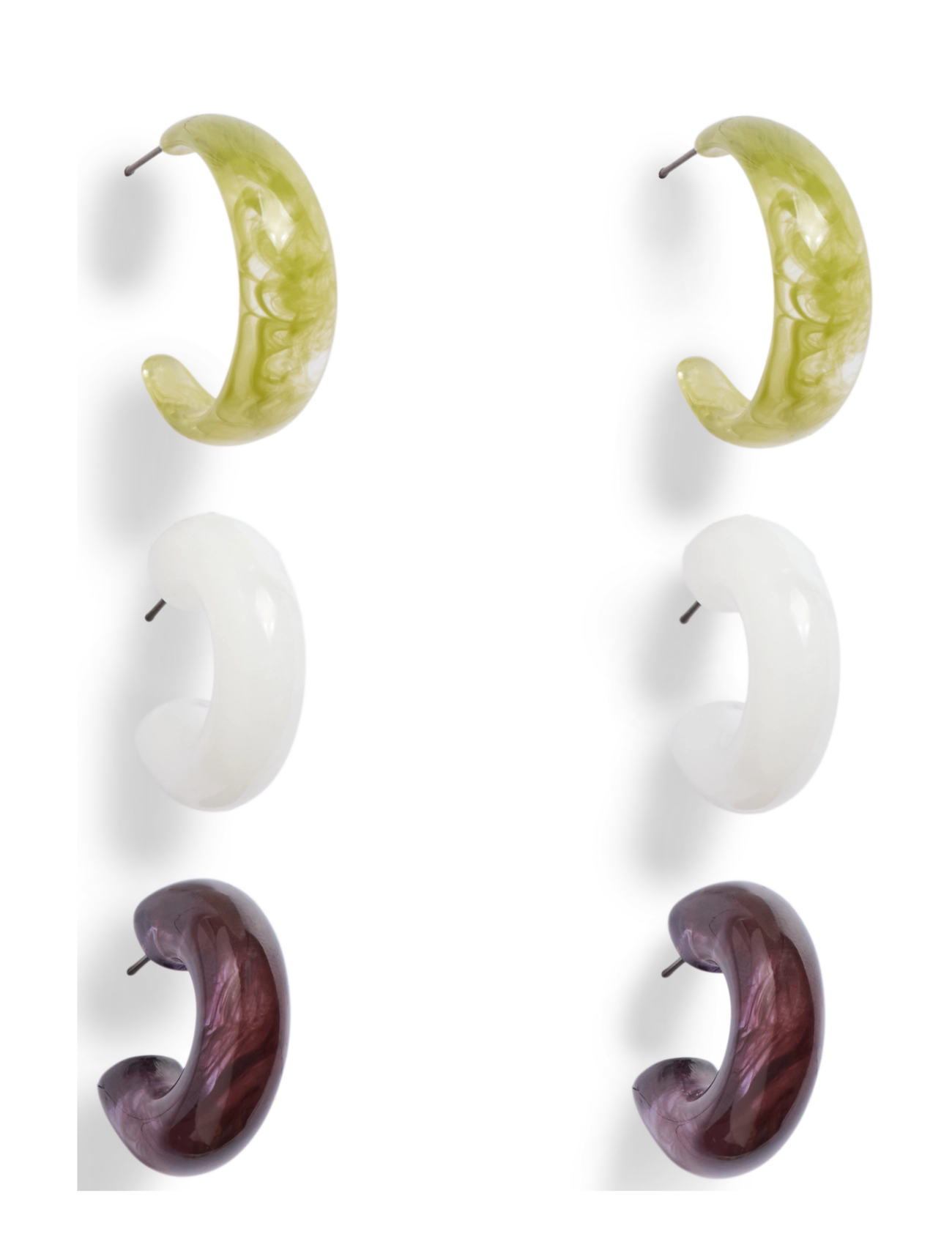 Pieces Pcpenolope J Earrings 3-Pack, One Size, Earrings, Grün - Hoops, Frauen