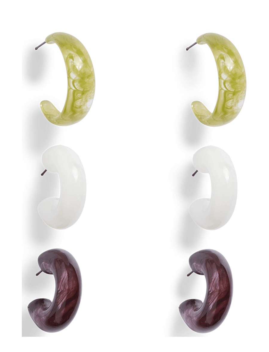Pieces - PCPENOLOPE J EARRINGS 3-PACK - creoler & hoops - woodbine - 0