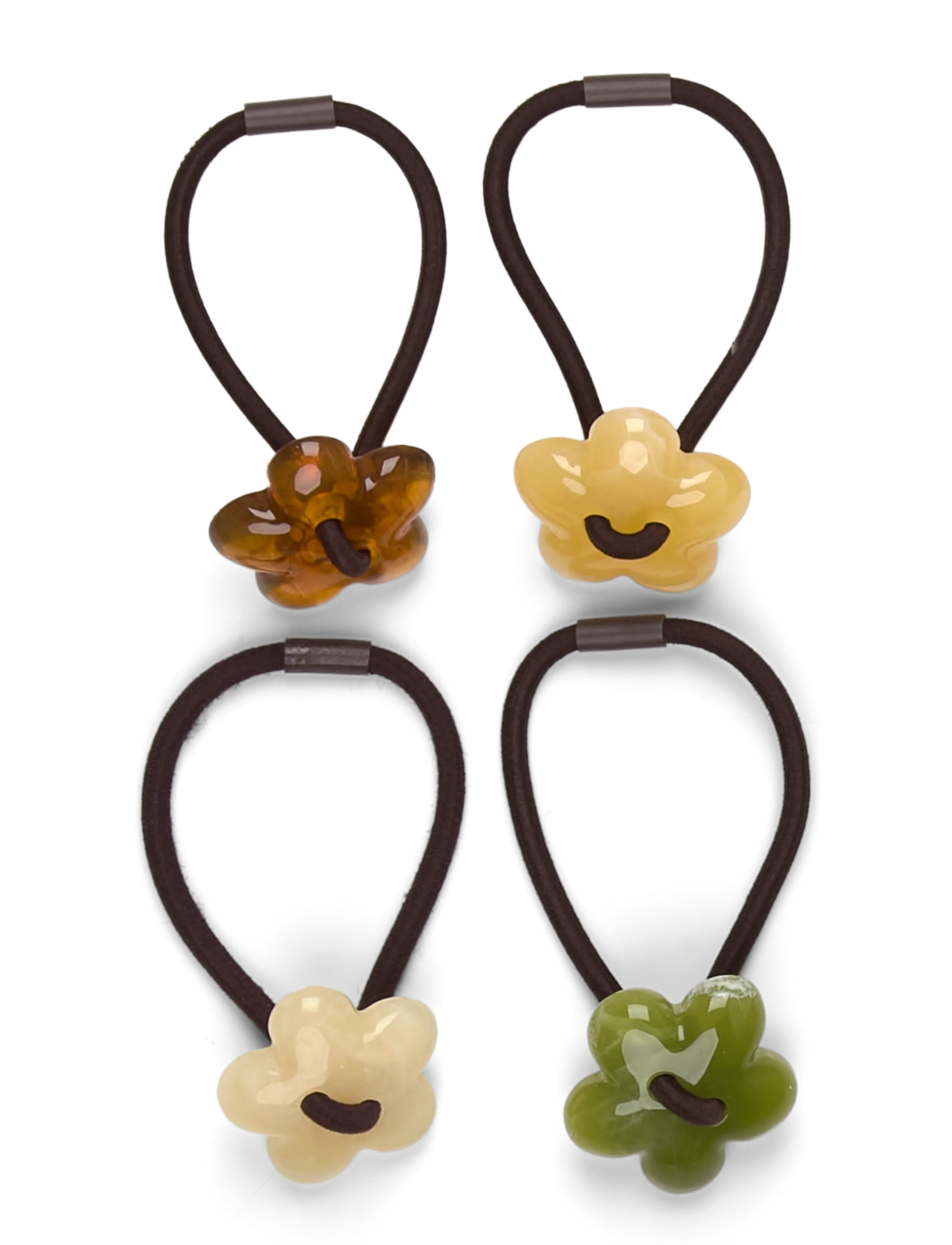 Pieces Pcprava M Hair Elastic 4-Pack, Kvinder, Blomster Hårelastik, Sort, Str: ONE SIZE