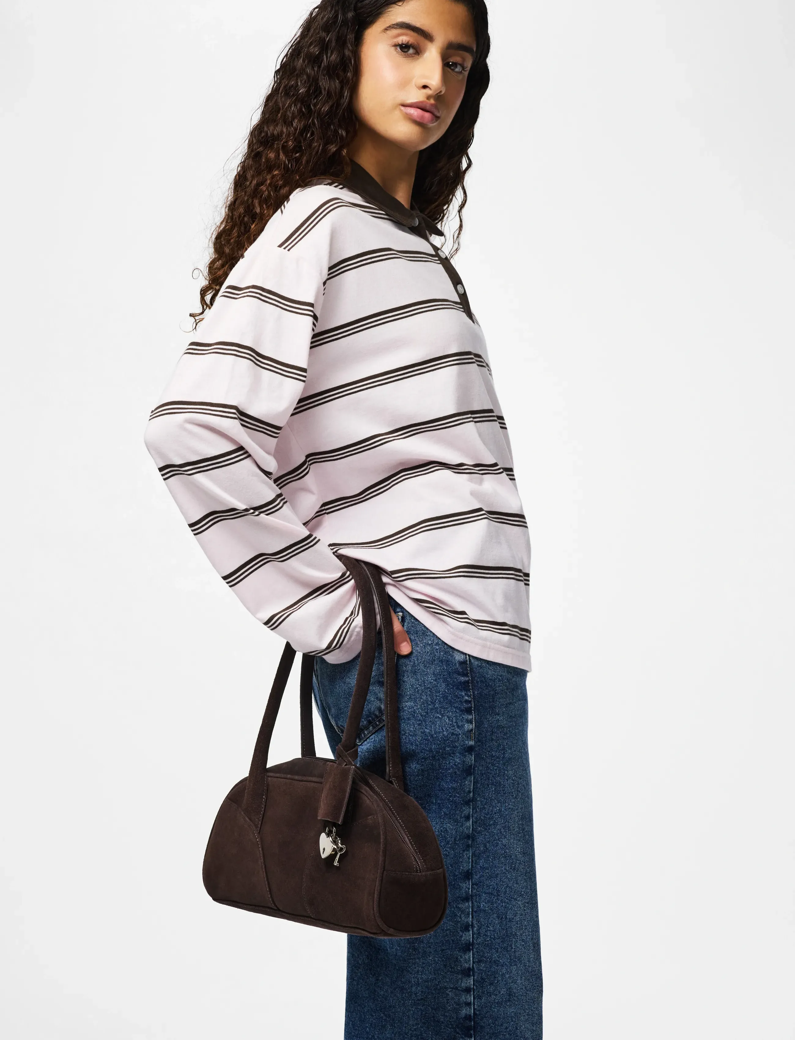 Pieces Pcbowling Suede Bag, One Size, Bags, Braun - Top Handle Frauen