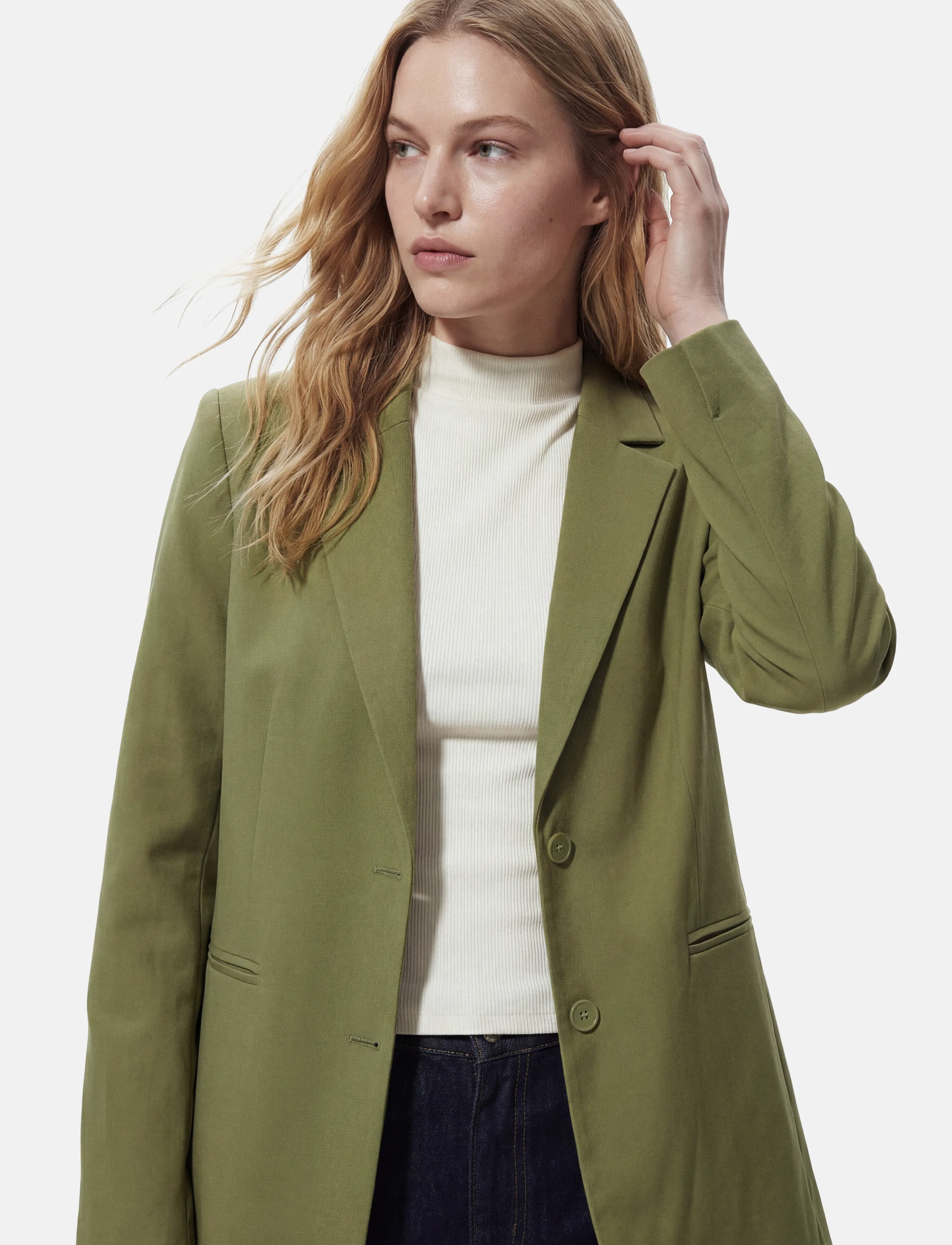 Pieces Pcbosella Ls Loose Blazer Noos Bc, XL, Blazer, Khakigrün - Oversized Frauen