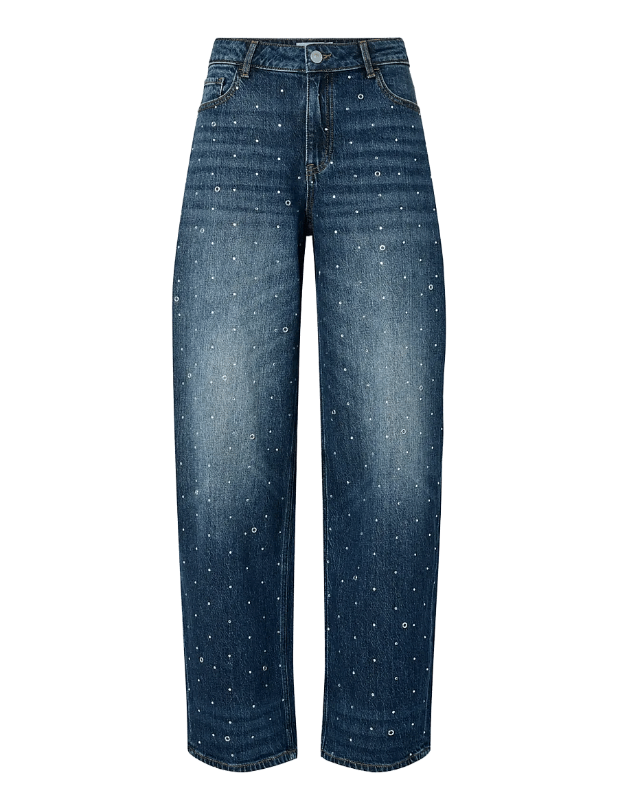 Pieces - PCMERLE MW BARREL JEANS D2D FSY PP - barrel jeans - dark blue denim - 1