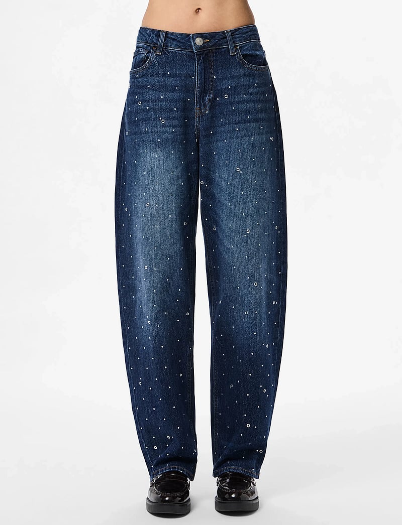 Pieces - PCMERLE MW BARREL JEANS D2D FSY PP - barrel jeans - dark blue denim - 0