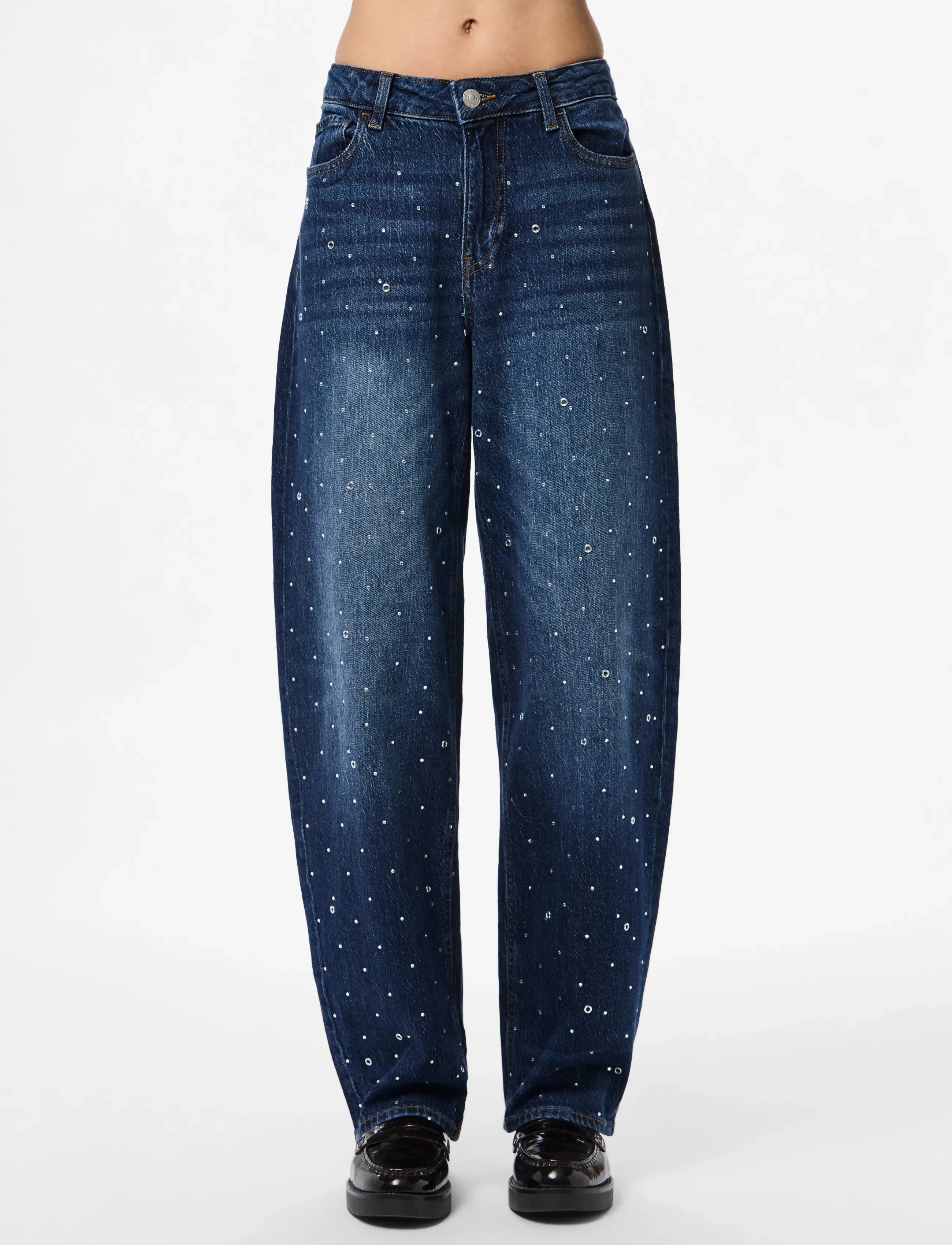 Pieces PCMERLE MW BARREL JEANS D2D FSY PP - Tøj - DARK BLUE DENIM / blue