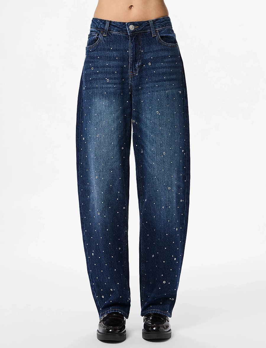 Pieces - PCMERLE MW BARREL JEANS D2D FSY PP - barrel jeans - dark blue denim - 0