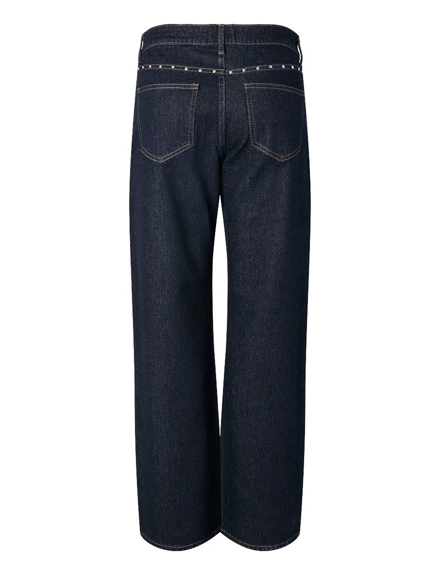 Pieces - PCKARLA MW WIDE JEANS D2D FSY PP - hosen mit weitem bein - dark blue denim - 2